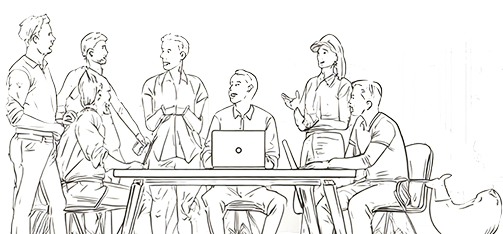 People meeting around a table illustration